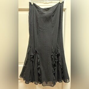 Lauren Ralph Lauren Black Polka Dot Maxi Skirt Size 8